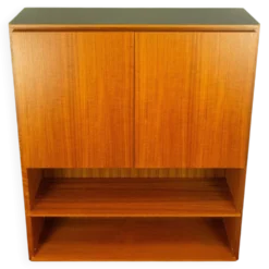 Étagère vintage combinée, en teck avec plateau noir, années 70