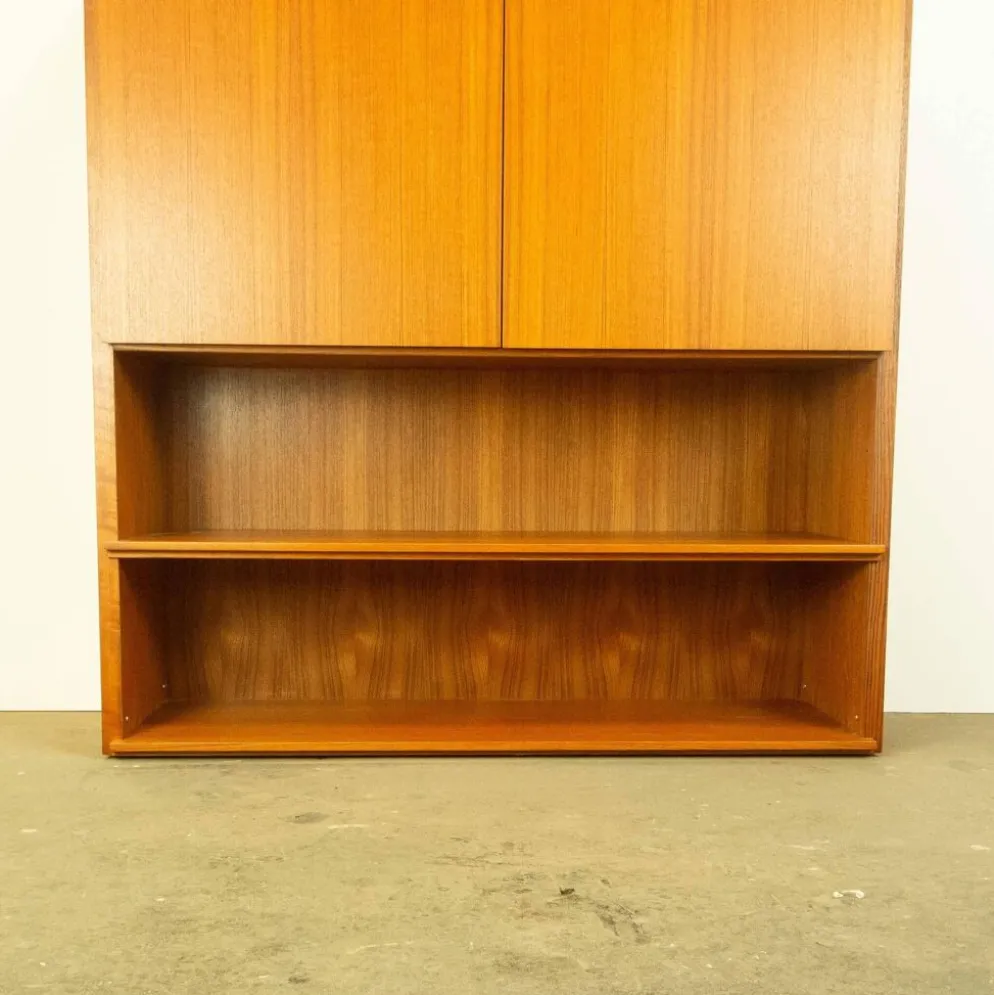 Étagère vintage combinée, en teck avec plateau noir, années 70
