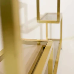 Étagère vintage en laiton et verre fumé