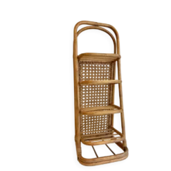Étagère vintage en rotin et cannage – années 70