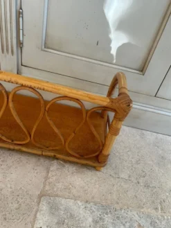 Étagère vintage en rotin osier année 70 bohème