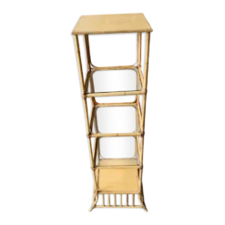 Étagère vintage rotin et verre