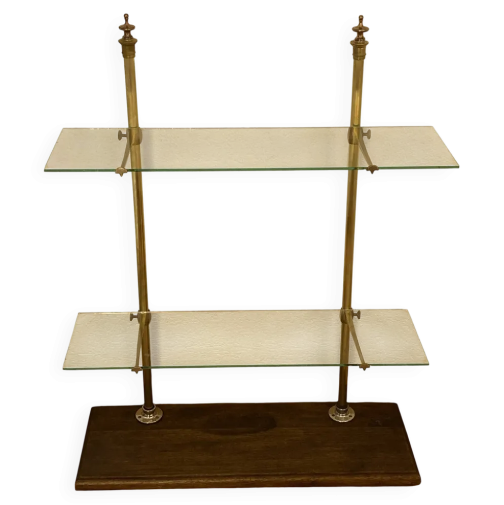 Étagère, vitrine de comptoir en verre, laiton et bois, Siegel Paris