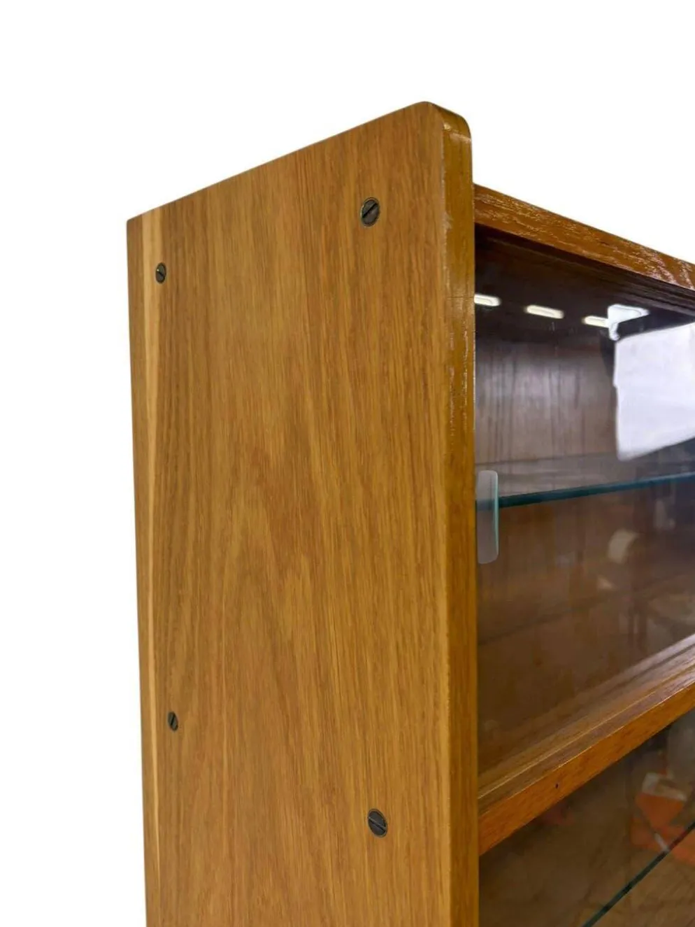 Étagère/vitrine/meuble de collection vintage en bois peu profond