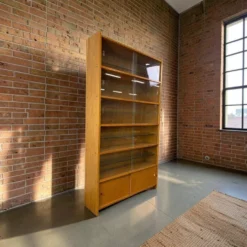 Étagère/vitrine/meuble de collection vintage en bois peu profond