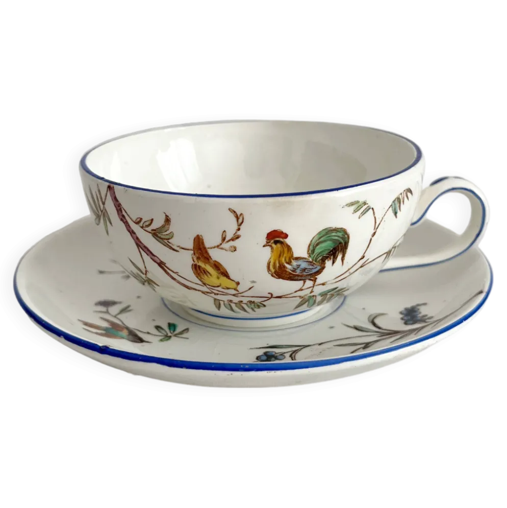 Tasse en terre de fer polychrome "Nella" Jules Veillard Bordeaux (JVB)