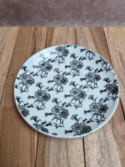 Tasse et soucoupe anciennes Gien – terre de fer – décor floral doré