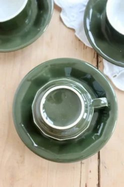 4 tasses à café bistrot vintage avec soucoupes