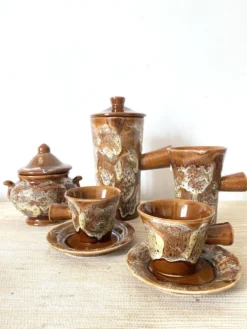 Tasses à café en céramique fat lava années 70