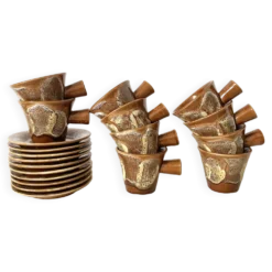 Tasses à café en céramique fat lava années 70