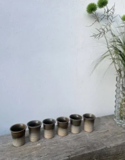 6 tasses à café en céramique terre cuite