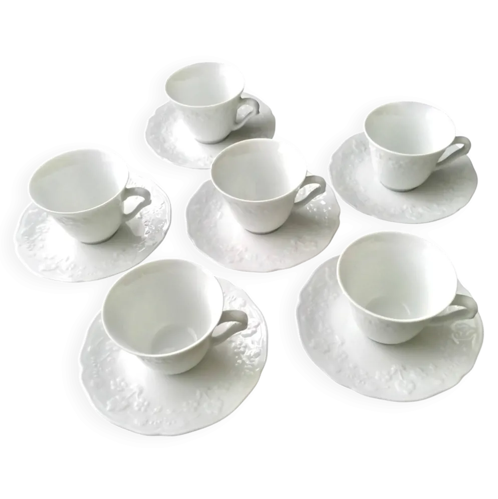 6 Tasses à café en porcelaine de Limoges