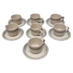 7 tasses à café et soucoupes Sarreguemines