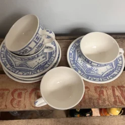 4 tasses à café Gien Oiseau Bleu