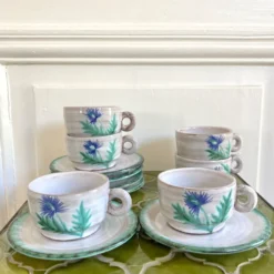 Tasses céramiques 70 chardons peints à la main