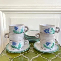 Tasses céramiques 70 chardons peints à la main