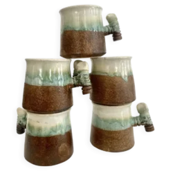 5 tasses céramique vernissée et scarifiée