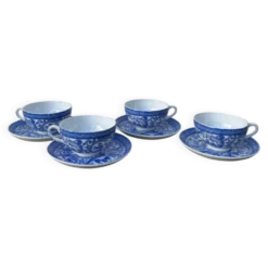 4 tasses en porcelaine bleu Japon