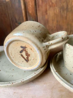 2 tasses et soucoupes en grès Jean Austruy