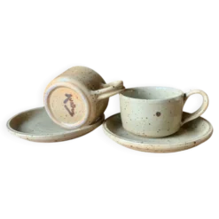 2 tasses et soucoupes en grès Jean Austruy