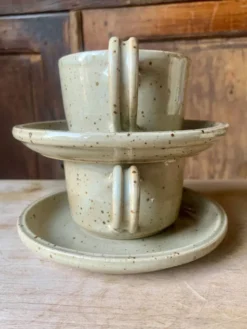 2 tasses et soucoupes en grès Jean Austruy