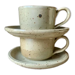 2 tasses et soucoupes en grès Jean Austruy