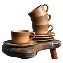 4 tasses et soucoupes grès