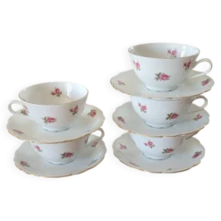 5 tasses et sous-tasses Seltmann Weiden Bavaria Modèle Nora