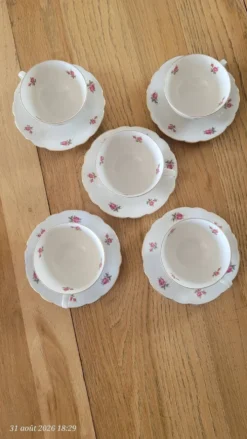 5 tasses et sous-tasses Seltmann Weiden Bavaria Modèle Nora