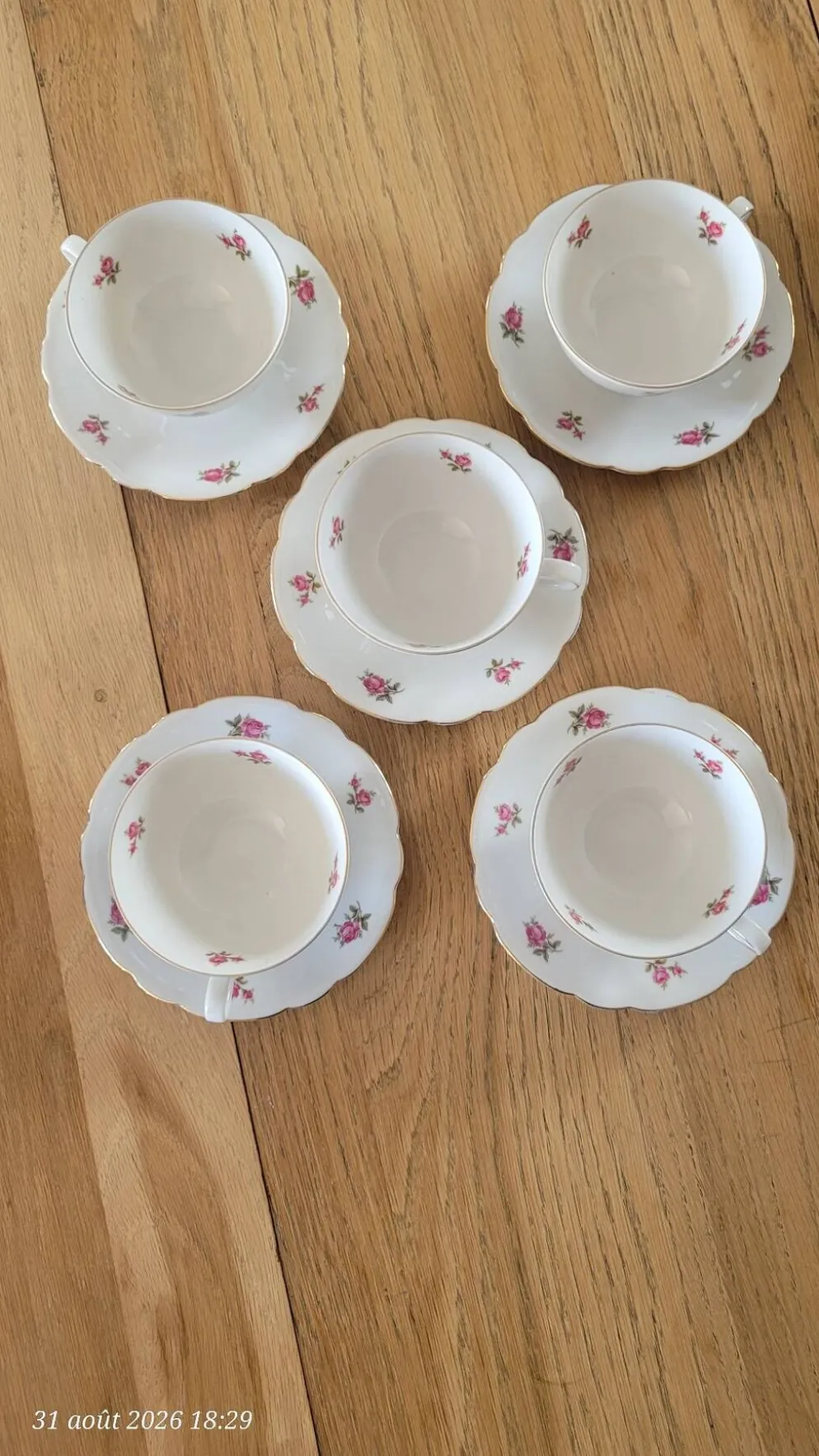 5 tasses et sous-tasses Seltmann Weiden Bavaria Modèle Nora