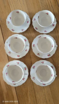 6 tasses et sous-tasses vintage Seltmann Weiden Bavaria Modèle Nora