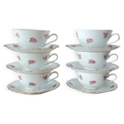 6 tasses et sous-tasses vintage Seltmann Weiden Bavaria Modèle Nora