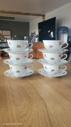 6 tasses et sous-tasses vintage Seltmann Weiden Bavaria Modèle Nora