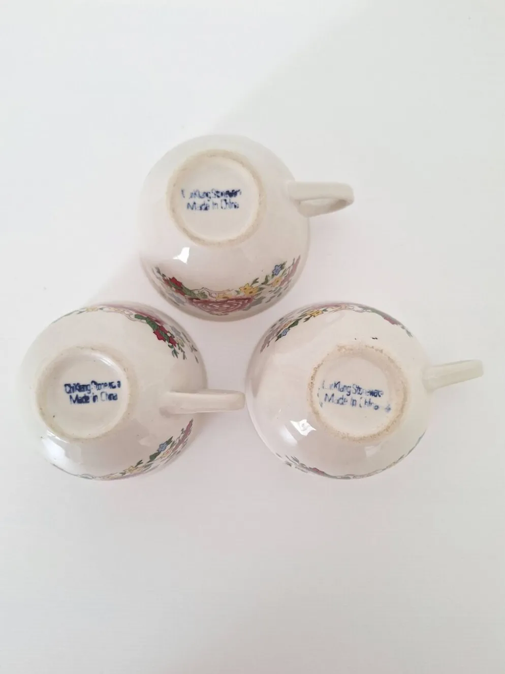 Tasses à fleurs Chi Kiang Stoneware vintage