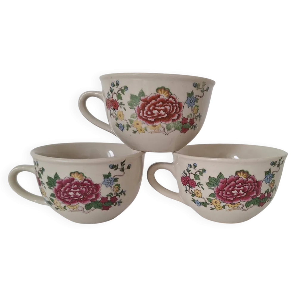 Tasses à fleurs Chi Kiang Stoneware vintage