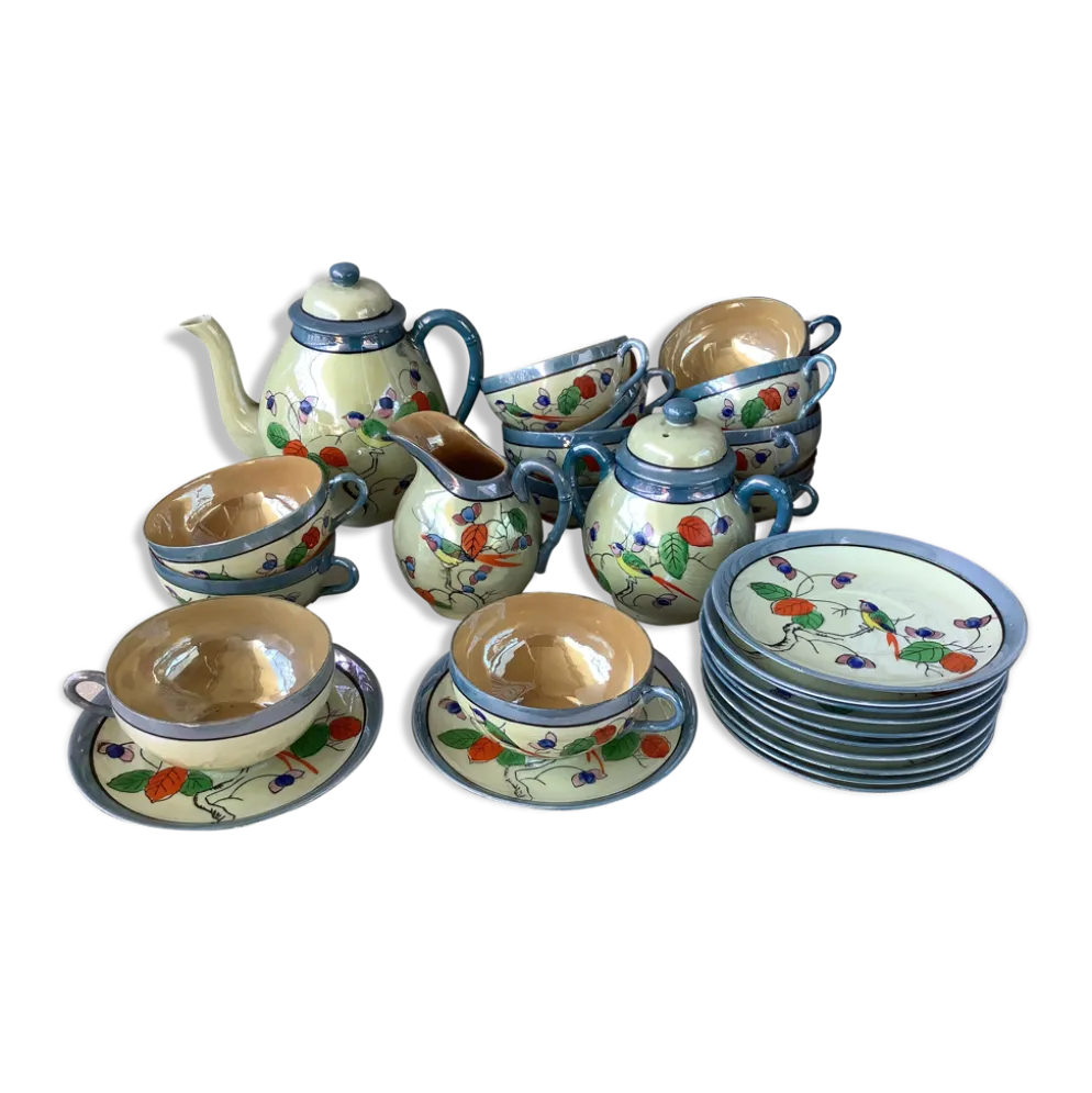 Tasses japonaises en porcelaine coquille d'œuf irisées - Peintes à la mains