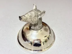 Tasses à liqueur en argent plaqué animal avec plateau de service assorti, ensemble de 6