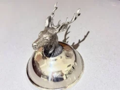 Tasses à liqueur en argent plaqué animal avec plateau de service assorti, ensemble de 6