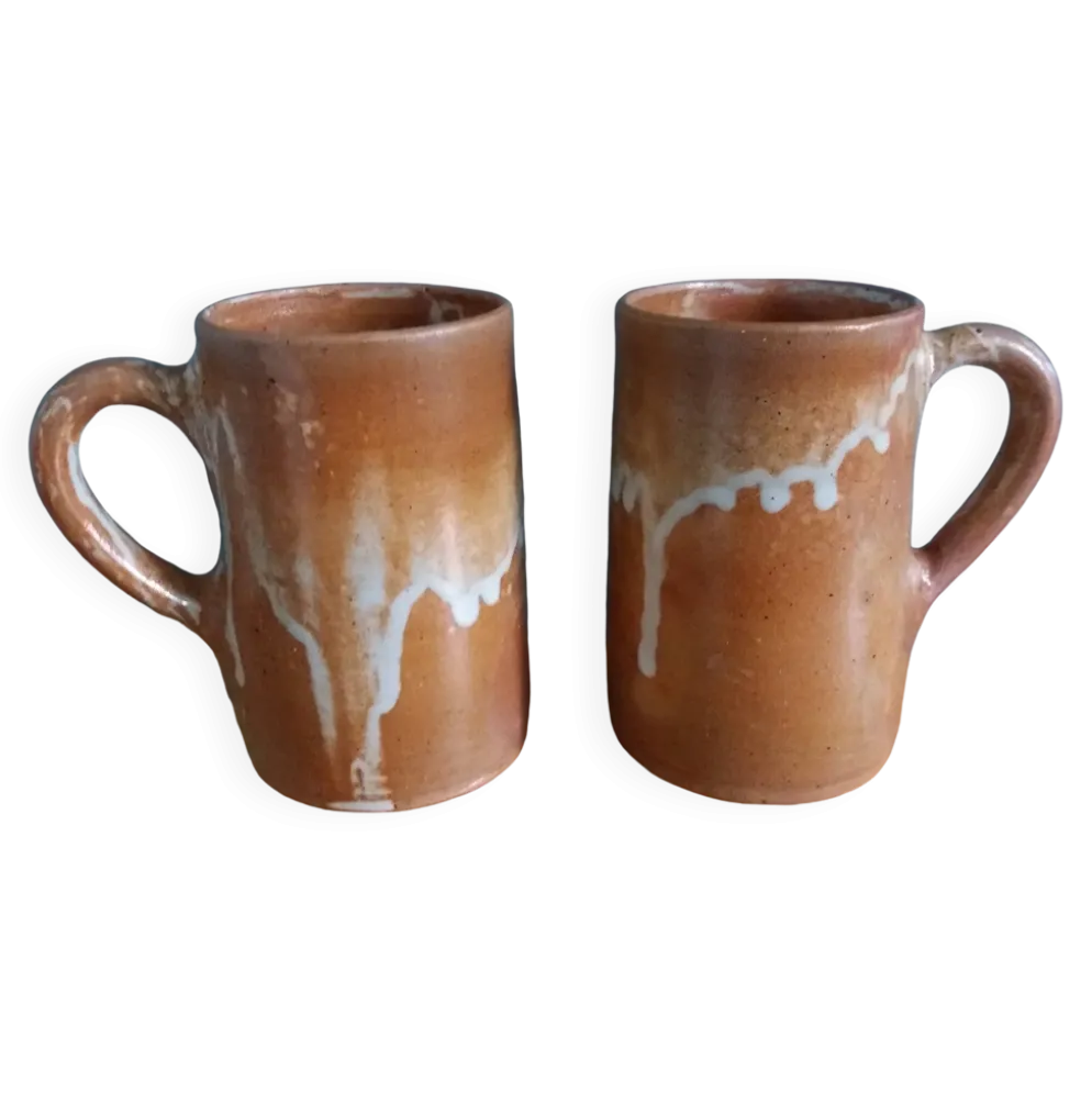 2 tasses mugs en grès émaillé