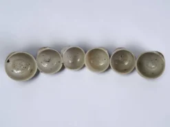 6 tasses à pied en grès, Poteries de Vézelay - Albert Breton