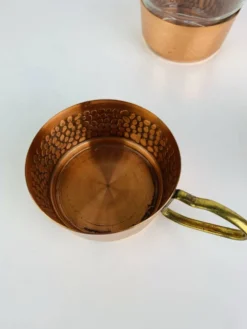 5 tasses Schott Mainz Jena glas style scandinave, verre et cuivre