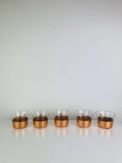 5 tasses Schott Mainz Jena glas style scandinave, verre et cuivre