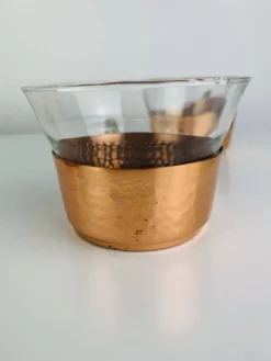 5 tasses Schott Mainz Jena glas style scandinave, verre et cuivre