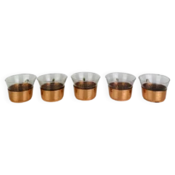 5 tasses Schott Mainz Jena glas style scandinave, verre et cuivre