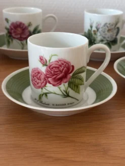 6 tasses 5 soucoupes porcelaine fleurie Hutschenreuther