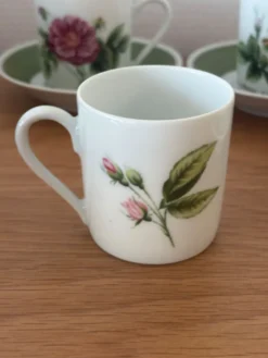 6 tasses 5 soucoupes porcelaine fleurie Hutschenreuther