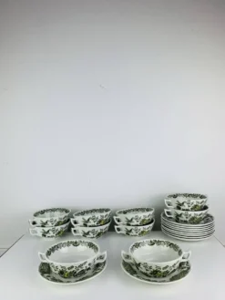 10 tasses à thé/café modèle Windsor par Ridgway, faïence anglaise