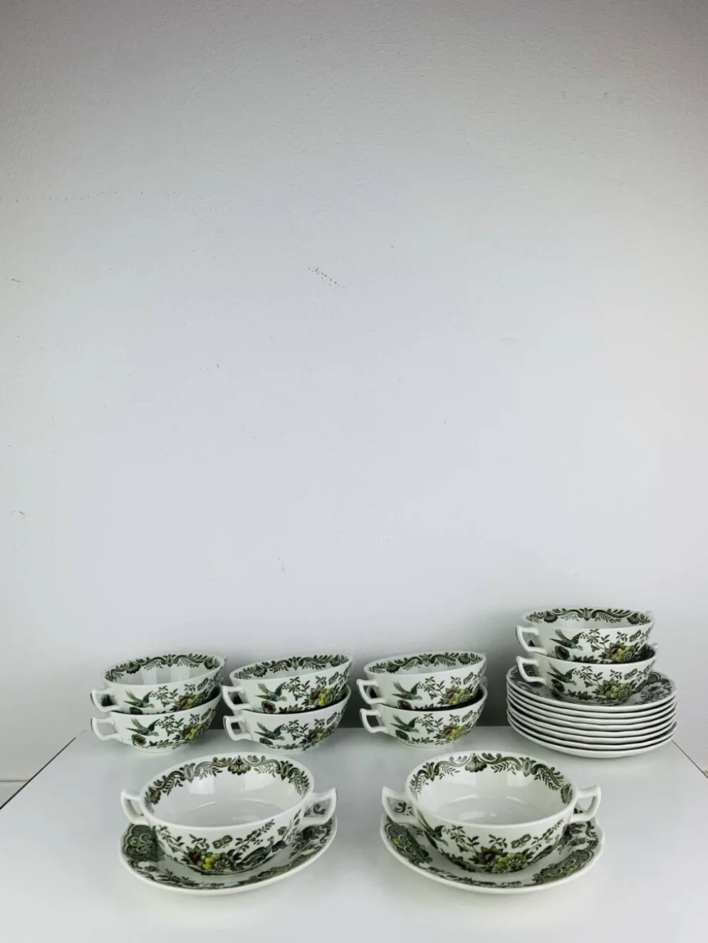 10 tasses à thé/café modèle Windsor par Ridgway, faïence anglaise