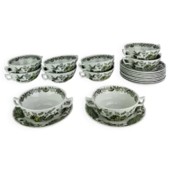 10 tasses à thé/café modèle Windsor par Ridgway, faïence anglaise