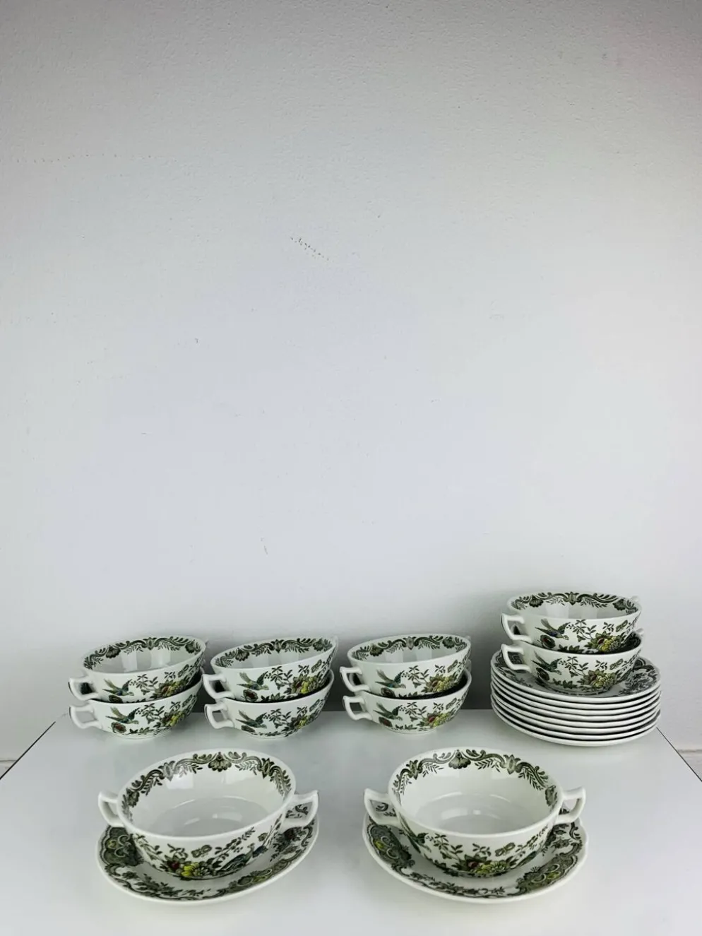 10 tasses à thé/café modèle Windsor par Ridgway, faïence anglaise